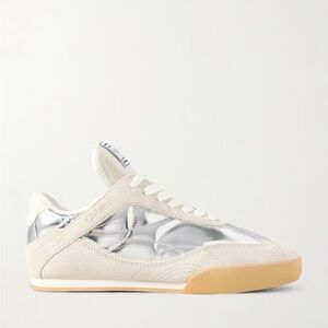 Chloe Kick Sneaker Metallic Silver Leather/Beige Suede sz 36 New in Box